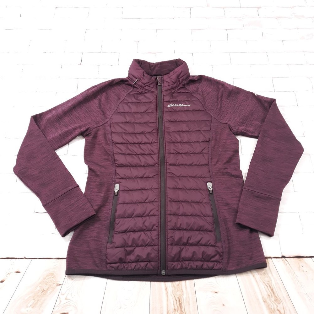 Eddie Bauer Jacket Womens Size S Full Zip Burgundy Outdoor Hike Travel Puffer